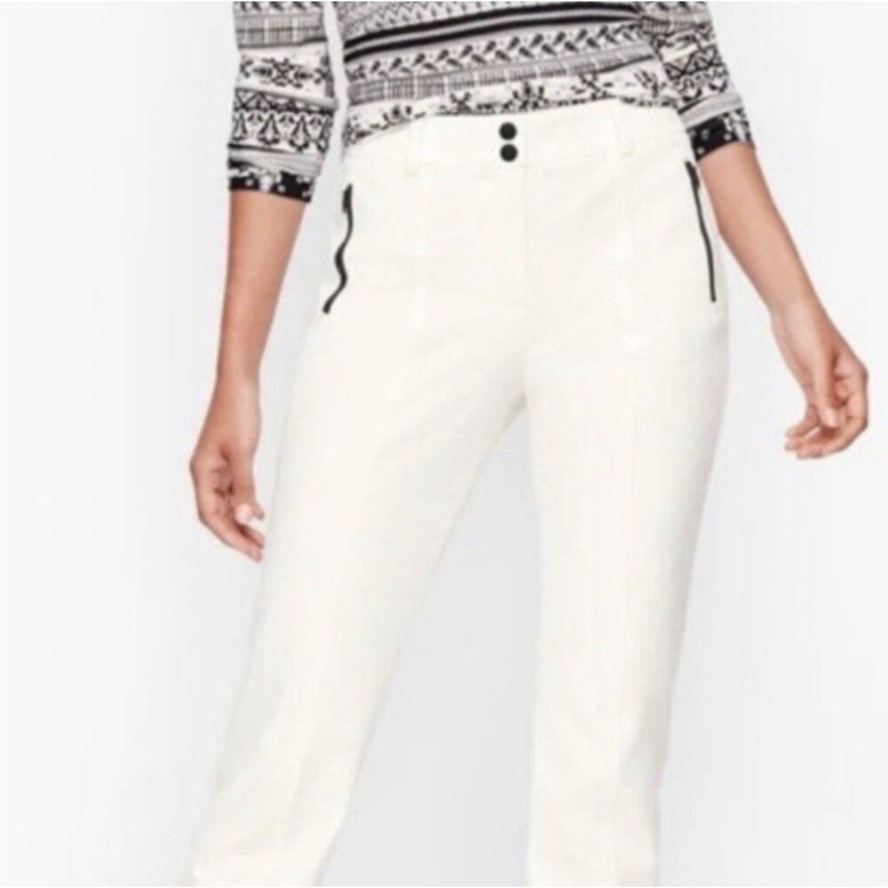 Talbots White Stretch Twill Ankle Pants Womens 8P Straight Leg Office Trousers